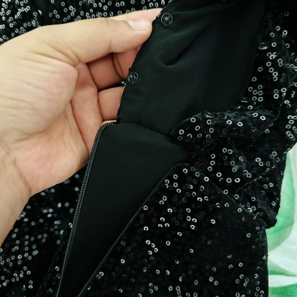 SHORT SEQUIN DRESS - Black | ZARA - Picture 7 of 8